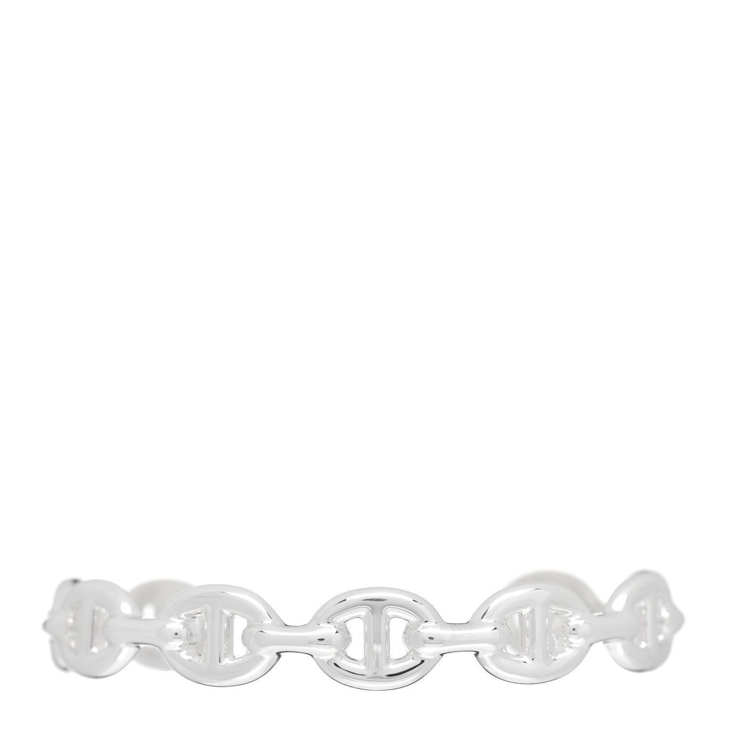Hermes Sterling Silver MM Chaine d'Ancre Enchainee Cuff Bracelet SH 1 of 4