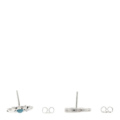 Gucci Sterling Silver Blue Topaz Flower Marmont Double G Earrings 3 of 4