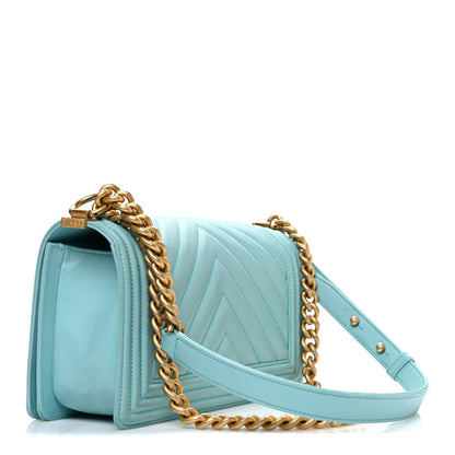Chanel Lambskin Chevron Quilted Medium Boy Flap Turquoise 3 of 11