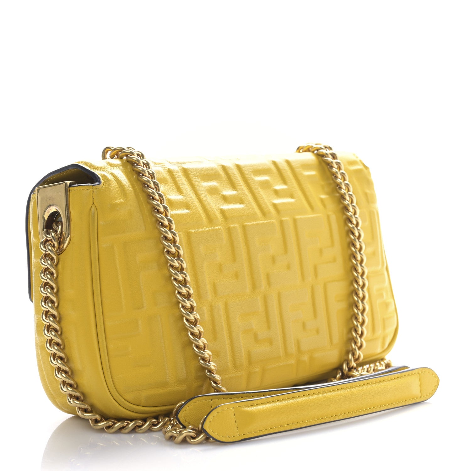 Fendi Nappa Small FF Embossed Midi Chain Baguette Mimosa 3 of 8