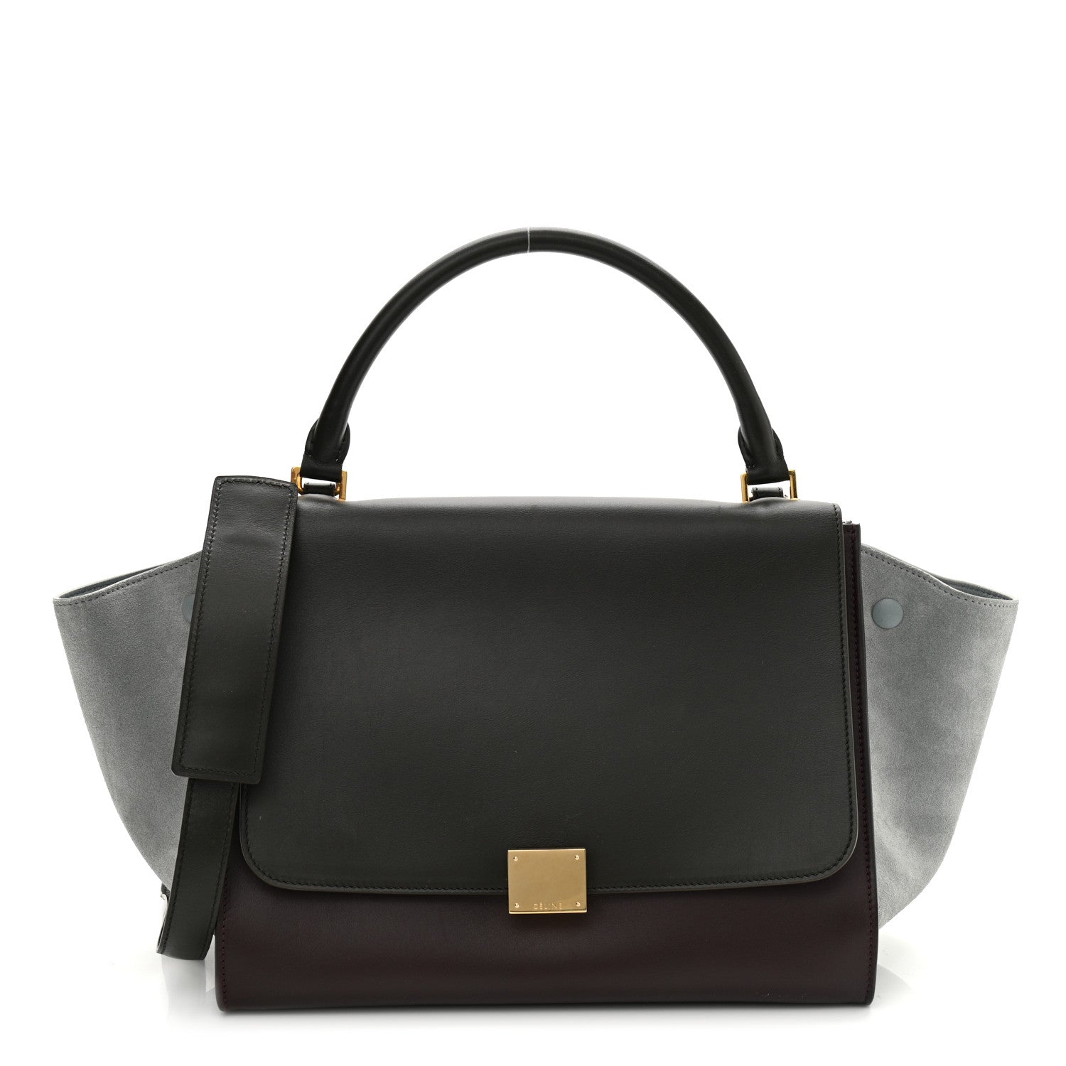 Celine Smooth Calfskin Suede Medium Tri-Color Trapeze Dark Grey 1 of 14