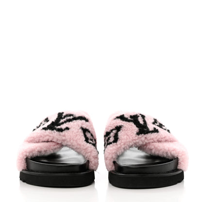 Louis Vuitton Shearling Calfskin Paseo Flat Comfort Sandal 39 Pink 2 of 9