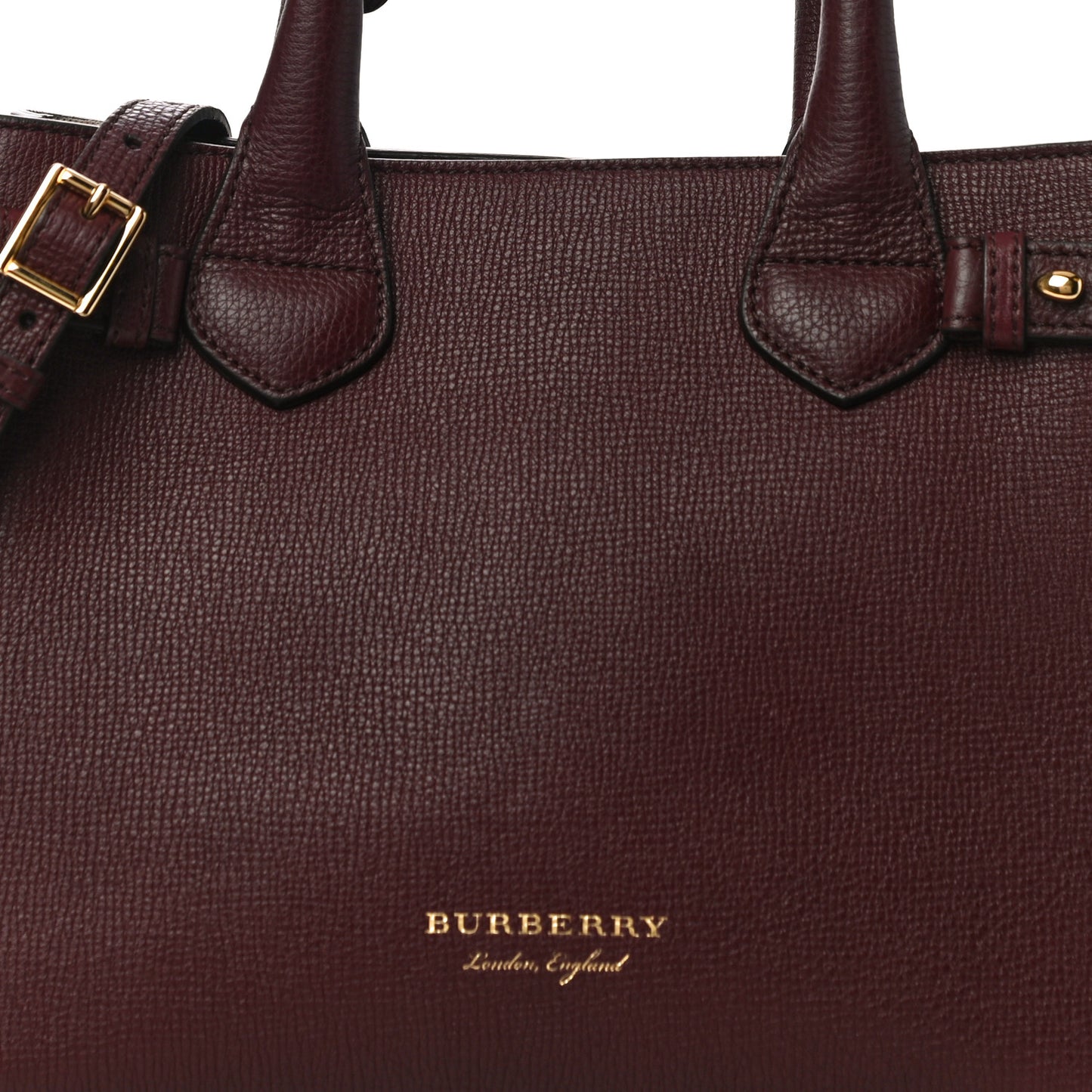 Grainy Calfskin House Check Small Banner Tote Mahogany Red