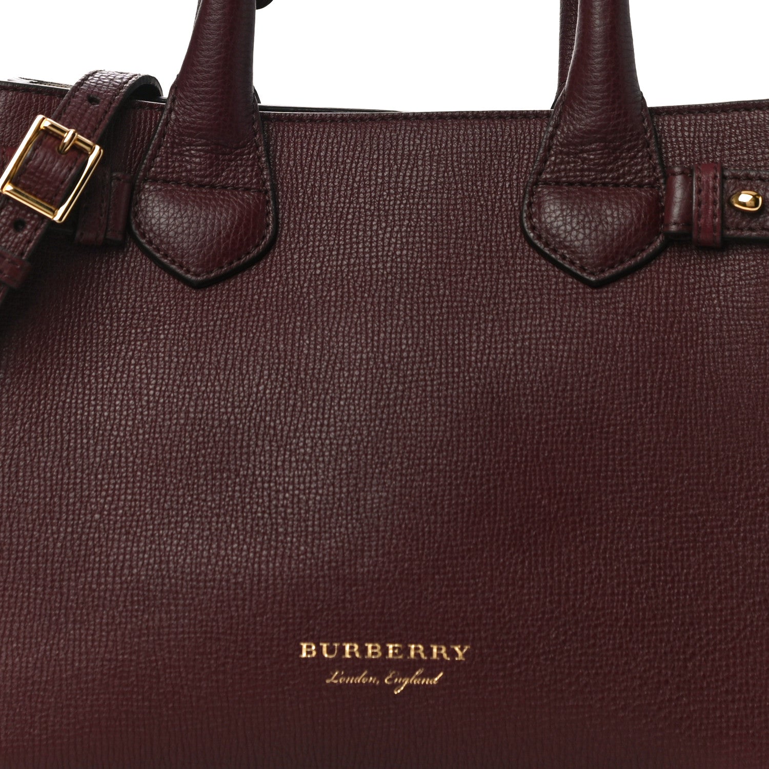 Burberry Grainy Calfskin House Check Small Banner Tote Mahogany Red 7 of 9
