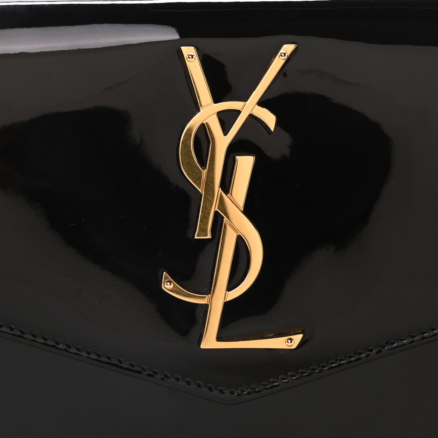 Patent Calfskin Monogram Uptown Clutch Black