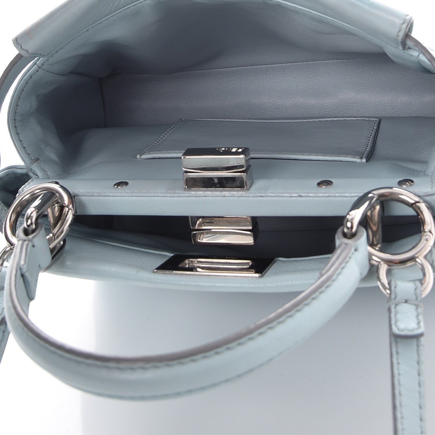 Fendi Nappa Mini Peekaboo Iconic Satchel Light Blue 6 of 12