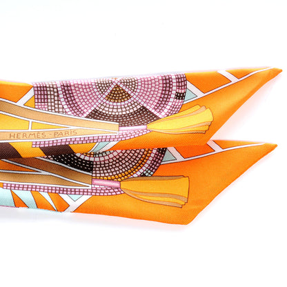Hermes Silk L'Art Indien Des Plaines Twilly Orange 3 of 5