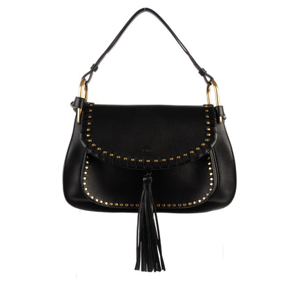 Chloe Calfskin Studded Medium Hudson Double Carry Shoulder Bag Black 1 of 9