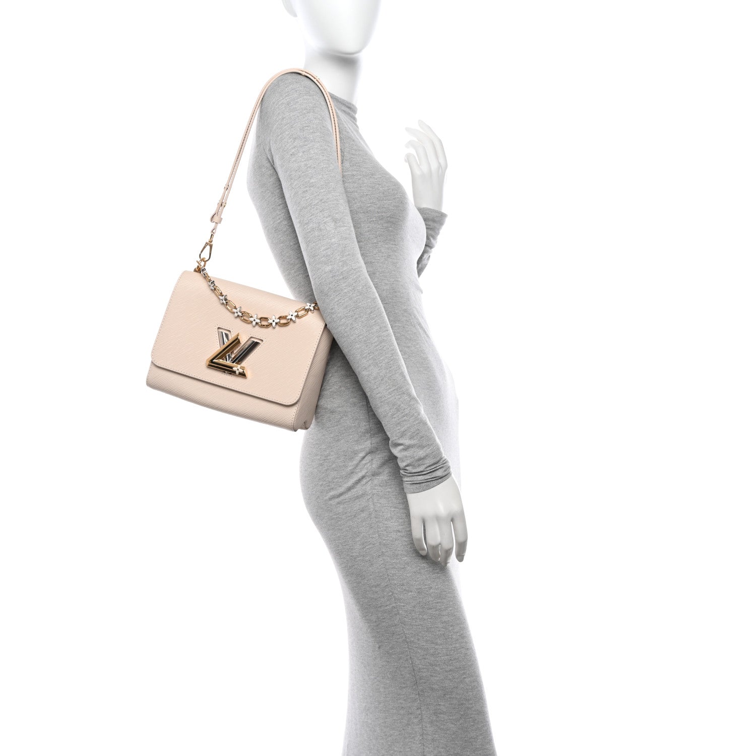 Louis Vuitton Epi Twist Monogram Flower Chain Shoulder Bag MM Quartz White 2 of 11