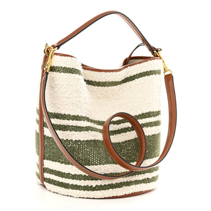 Celine Canvas Smooth Calfskin Logo Bucket 16 Bag Khaki Beige Tan 3 of 9