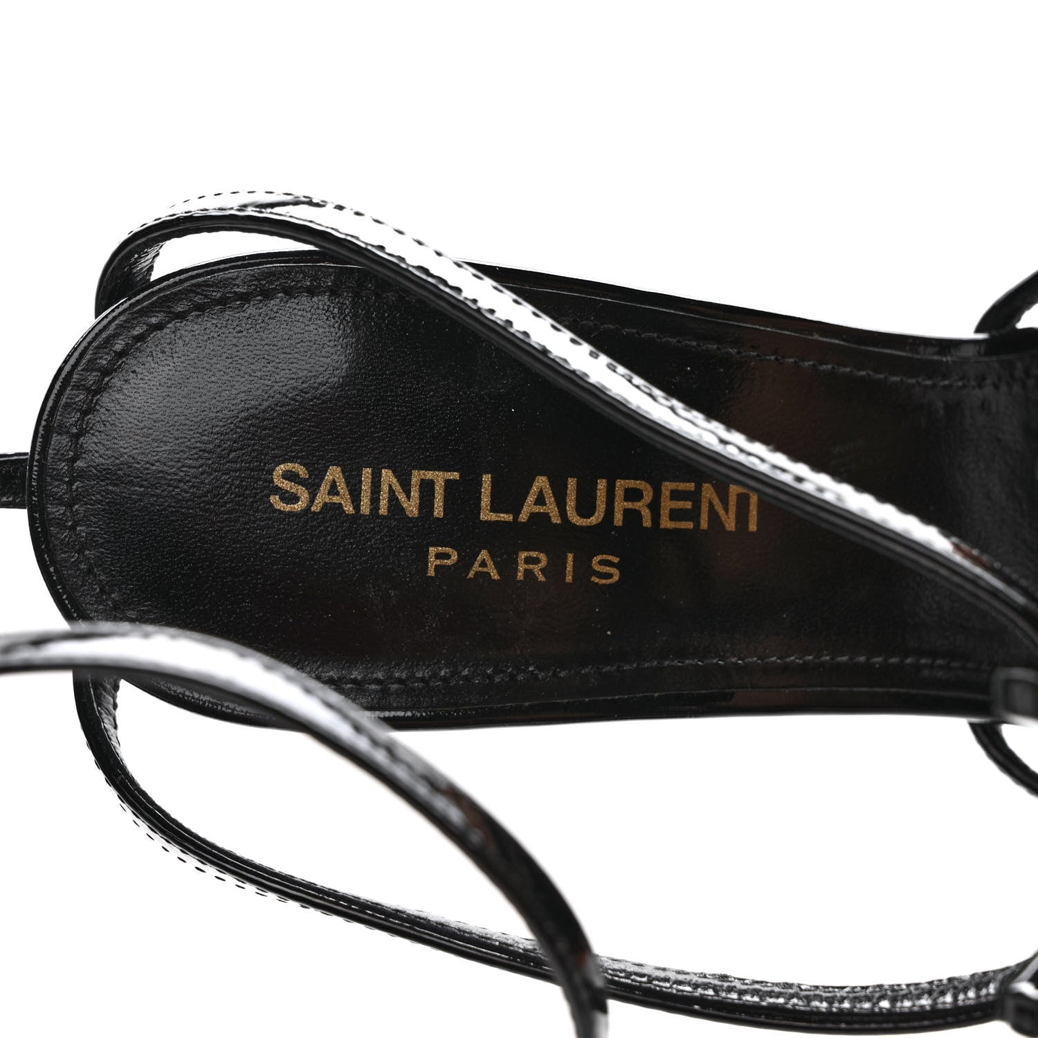Saint Laurent Patent Cassandra 100 Ankle Strap Sandals 37.5 Black 7 of 7