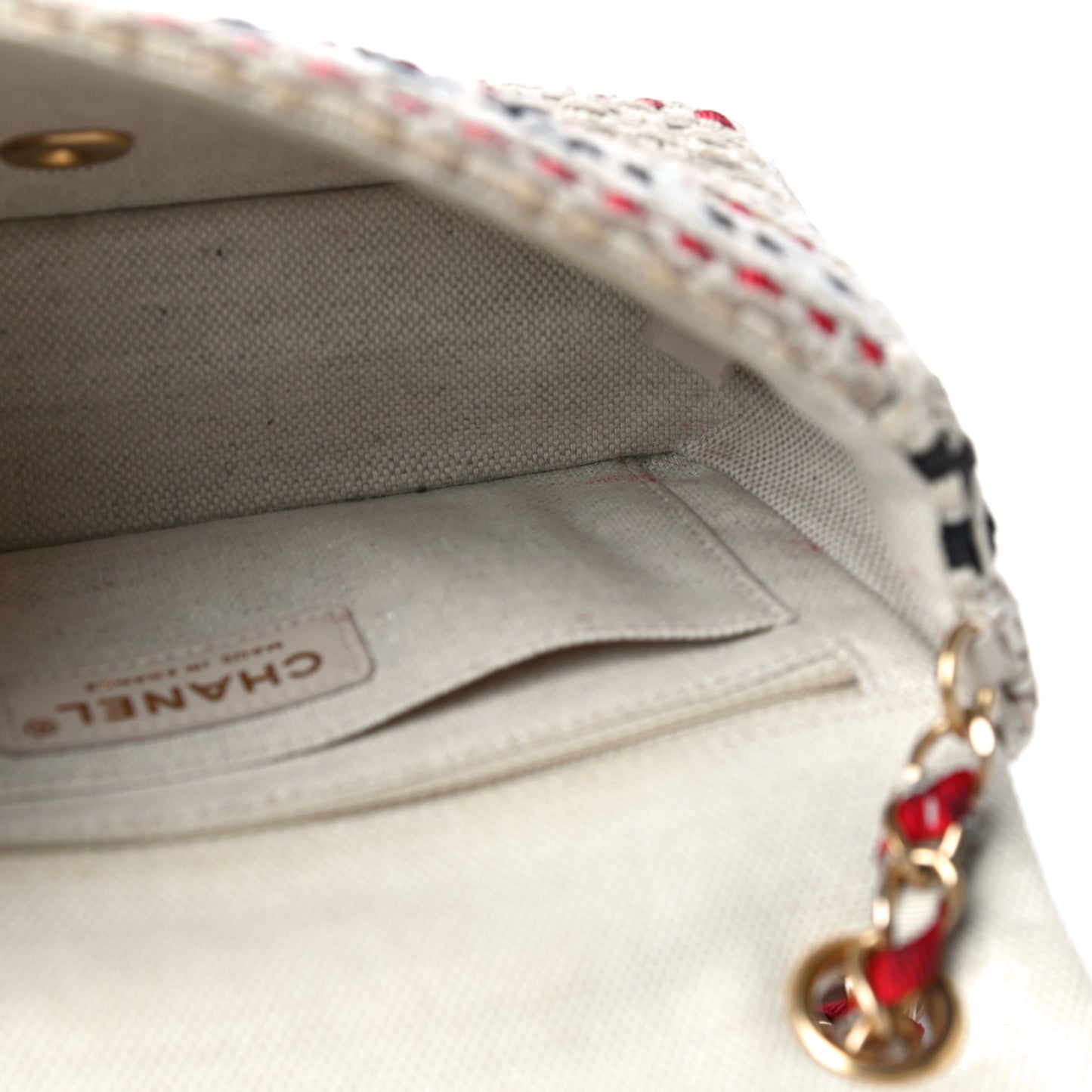 Cotton Raffia Lambskin Woven Mini Rectangular Flap Beige Red Black