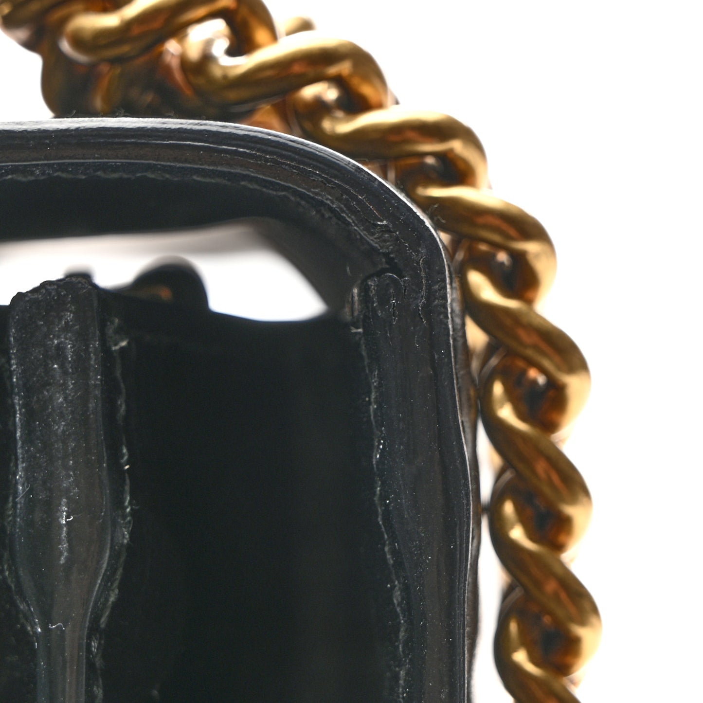 Calfskin Web Heart Medium GG Marmont Chain Handle Bag Black
