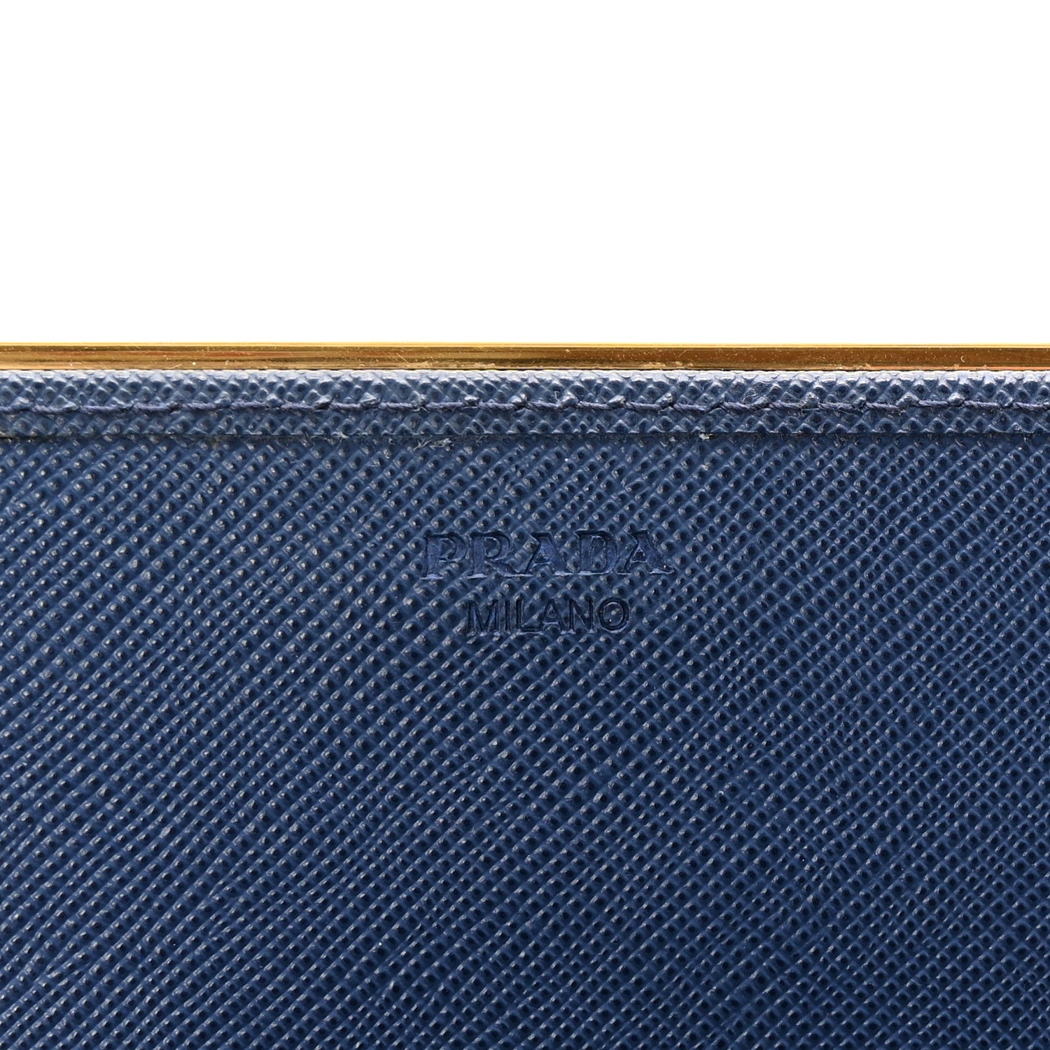 Prada Saffiano Metal Bar Flap Wallet with Strap Bleuette 6 of 9