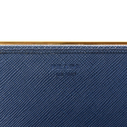 Prada Saffiano Metal Bar Flap Wallet with Strap Bleuette 6 of 9