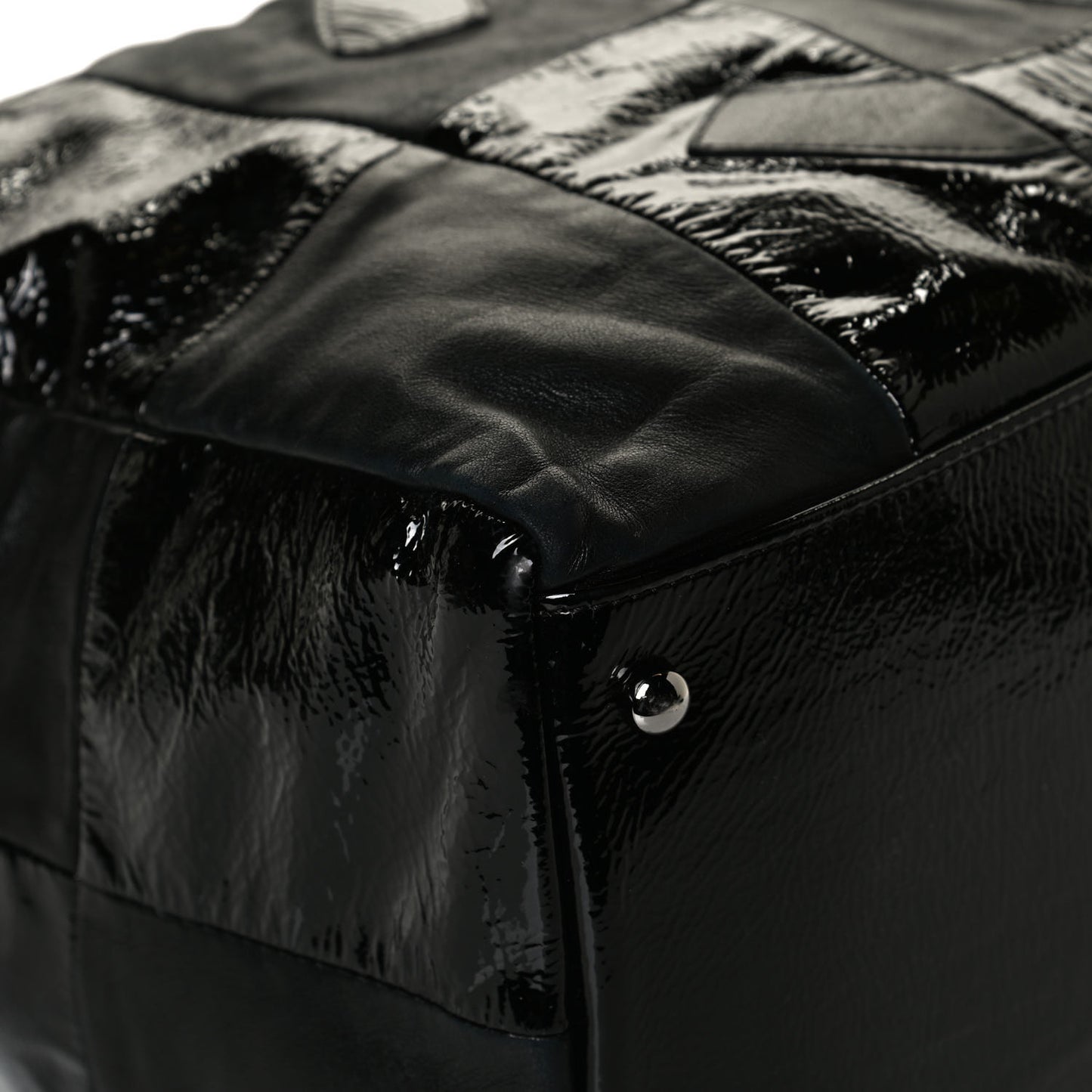 Lambskin Patent Calfskin Brooklyn Patchwork Hobo Black