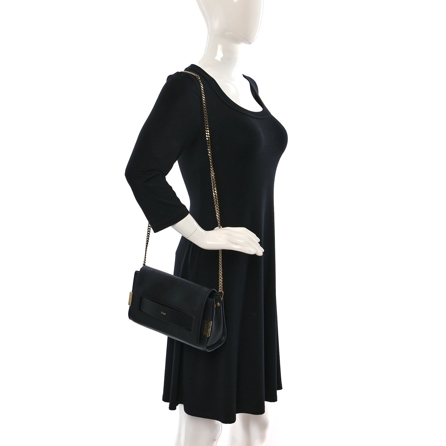 Chloe Nappa Calfskin Medium Elle Chain Clutch Black 2 of 8