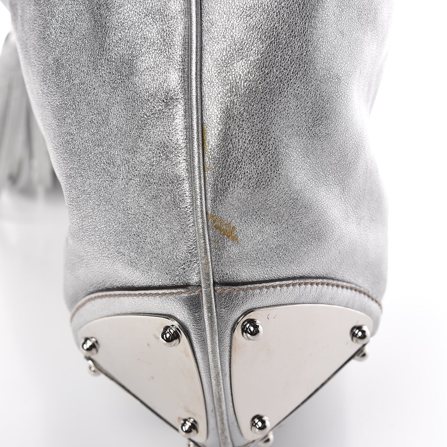 Metallic Calfskin Large Indy Top Handle Hobo Silver