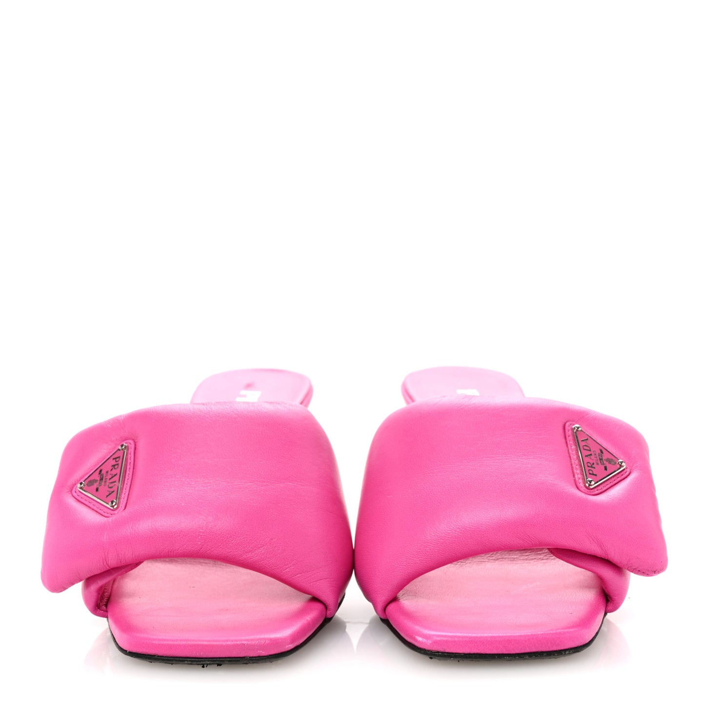 Nappa Soft Padded Metal Triangle Logo 65mm Slide Sandals 37 Begonia Fluo