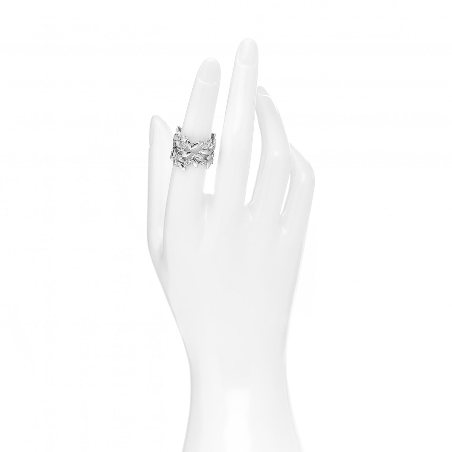 18K White Gold Diamond Paloma Picasso Olive Leaf Band Ring 53 6.25
