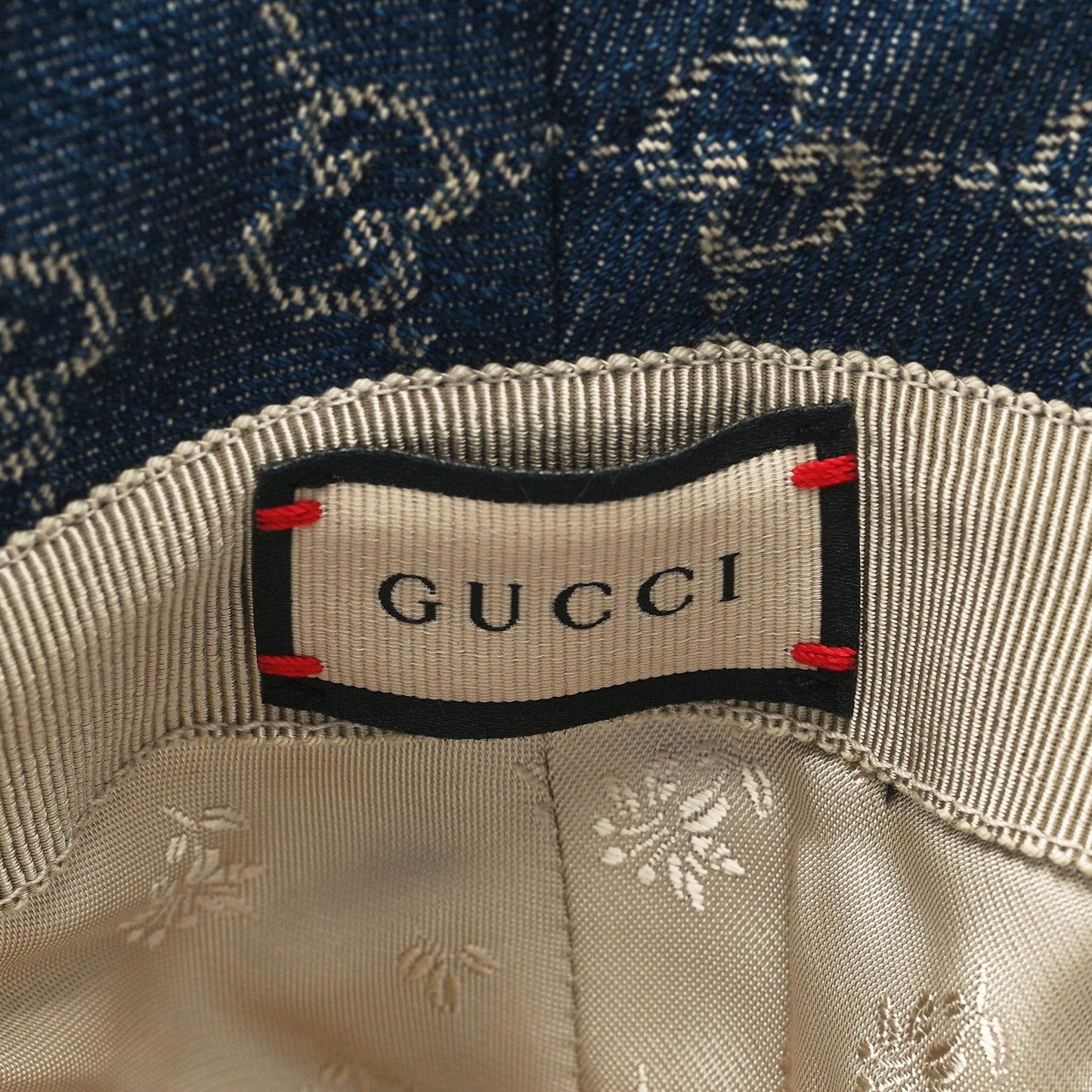 Washed Jacquard Denim Nappa GG Monogram Oscar Bucket Hat S Denim Cuir
