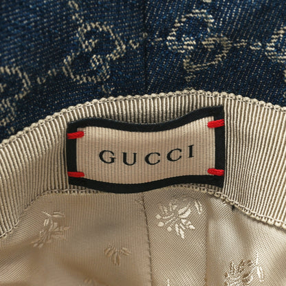 Gucci Washed Jacquard Denim Nappa GG Monogram Oscar Bucket Hat S Denim Cuir 4 of 6