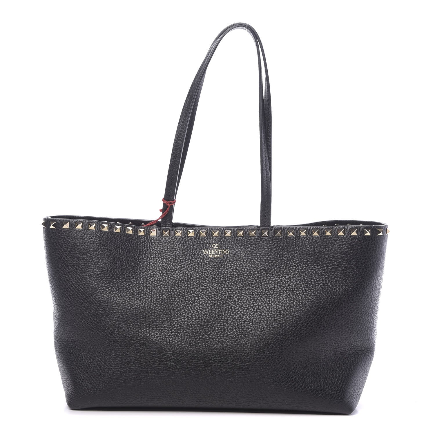 Valentino Garavani Grained Calfskin Small Rockstud Shoulder Tote Black 1 of 11