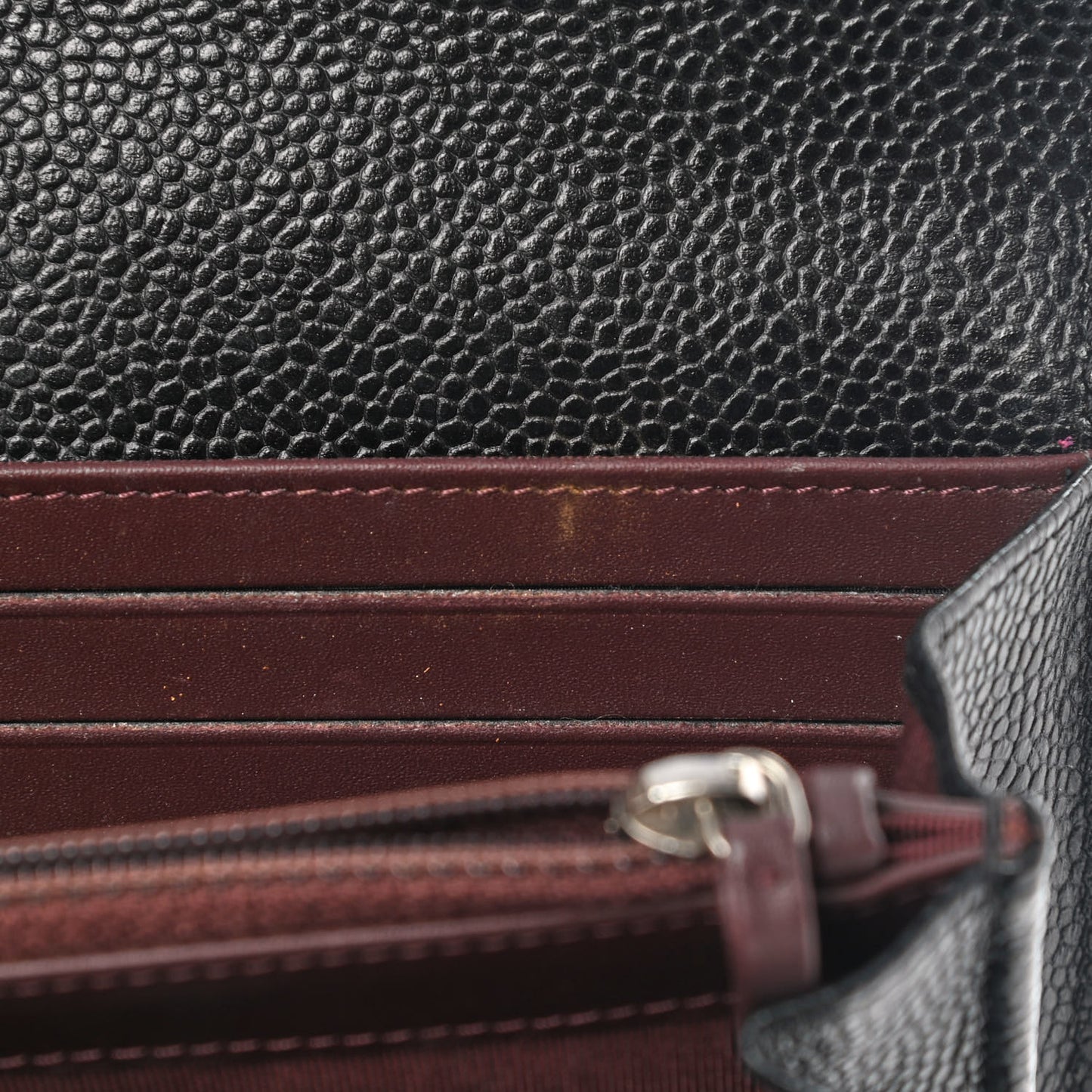Caviar Quilted Large Gusset Flap Wallet Black