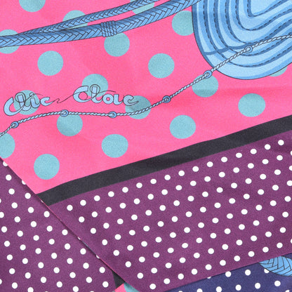 Hermes Silk Clic Clac a Pois Maxi Twilly Rose Vif Marine Prune 5 of 5