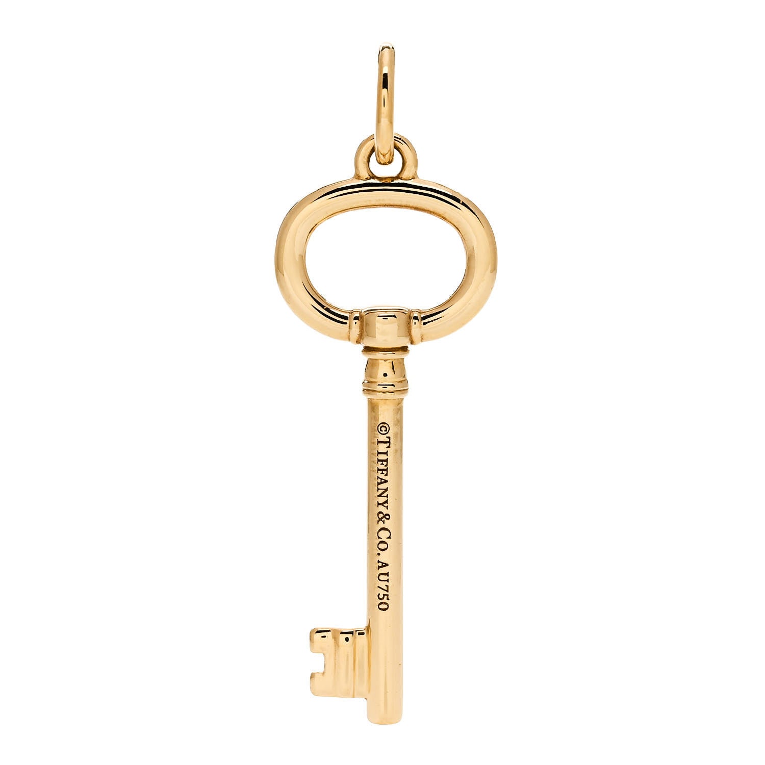 Tiffany 18K Yellow Gold Small Oval Key Pendant 3 of 4