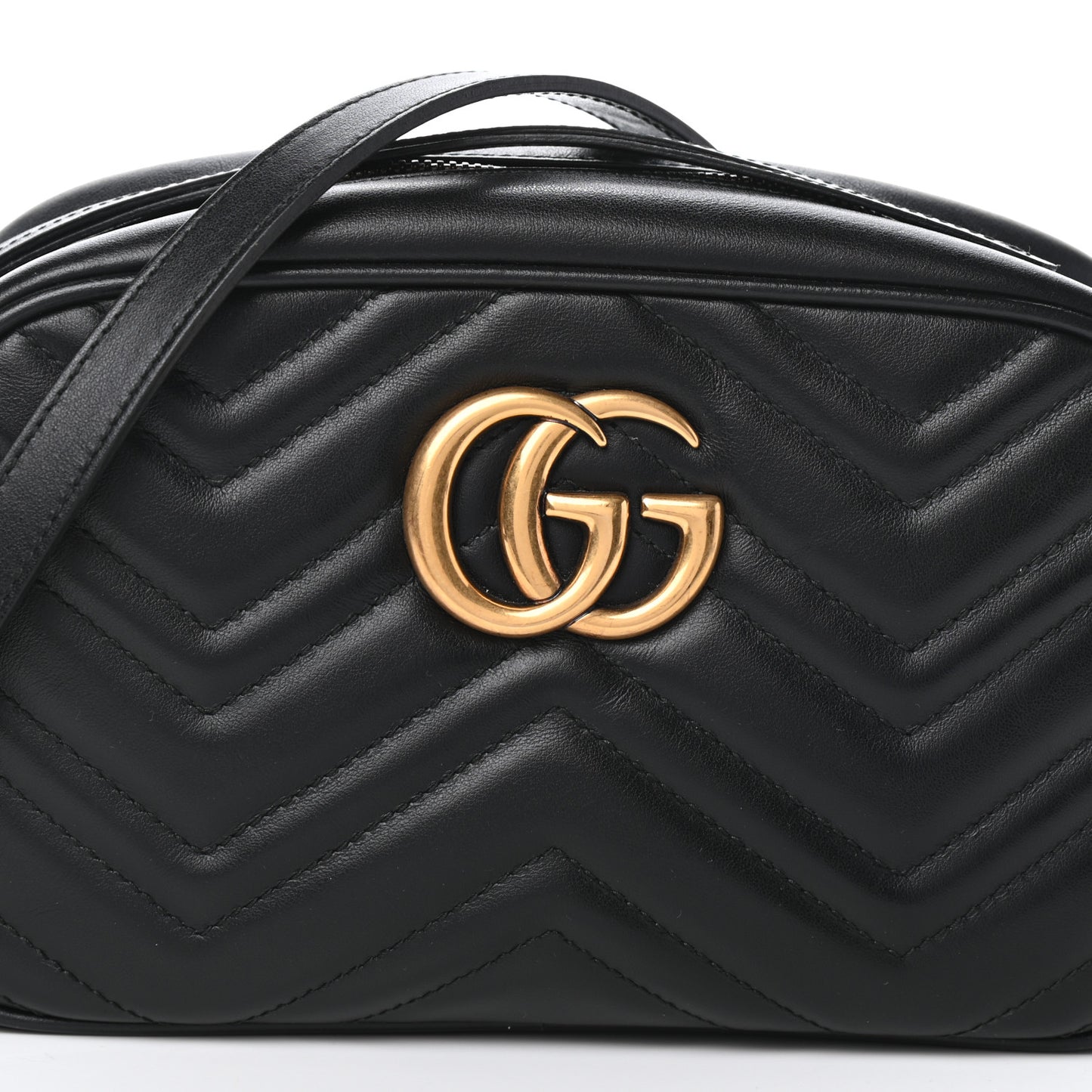 Calfskin Matelasse Small GG Marmont Chain Shoulder Bag Black