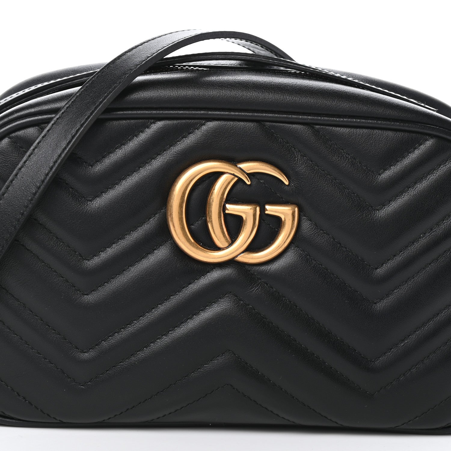 Gucci Calfskin Matelasse Small GG Marmont Chain Shoulder Bag Black 7 of 10