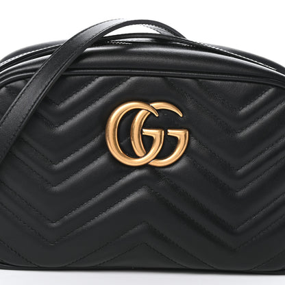 Gucci Calfskin Matelasse Small GG Marmont Chain Shoulder Bag Black 7 of 10