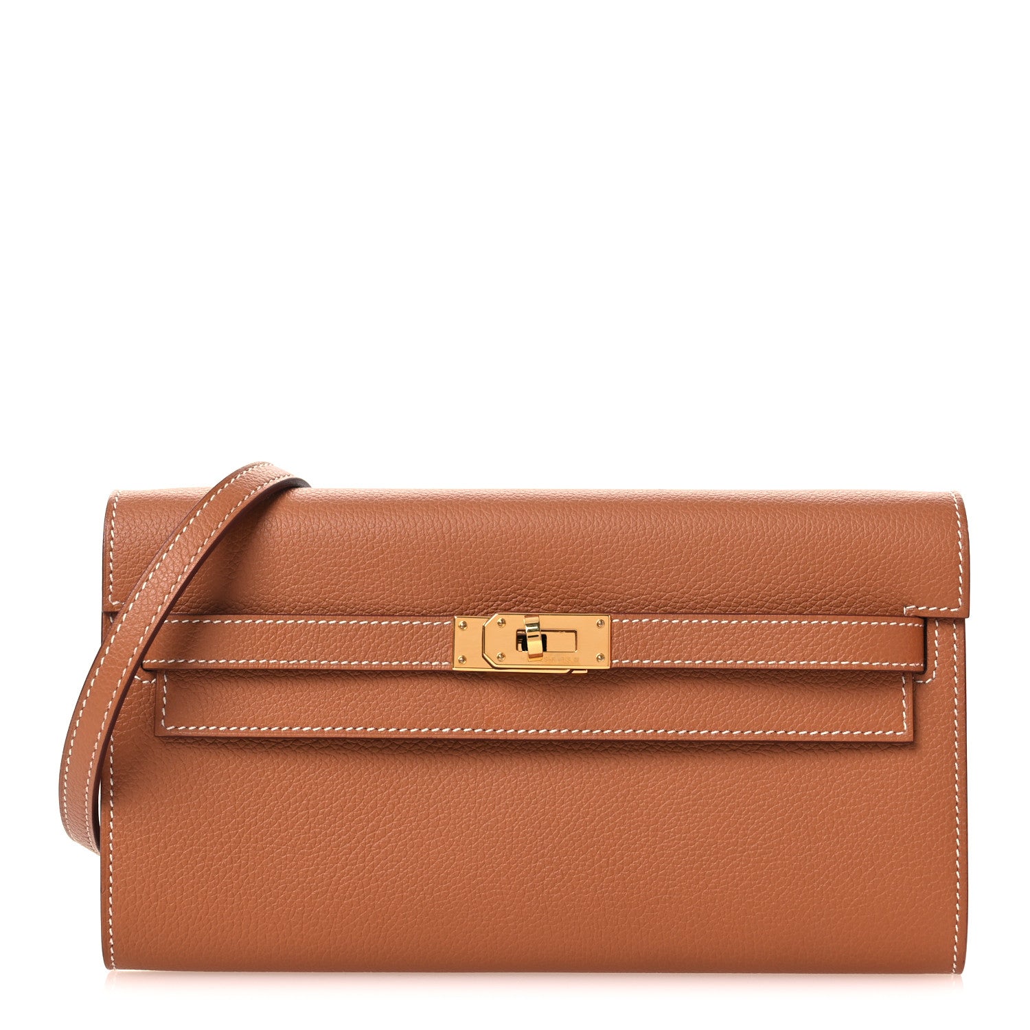 Hermes Evercolor Kelly Wallet To Go Gold 1 of 12