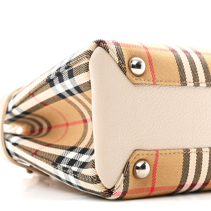 Burberry Goatskin Vintage Check Small Banner Tote Limestone 9 of 10