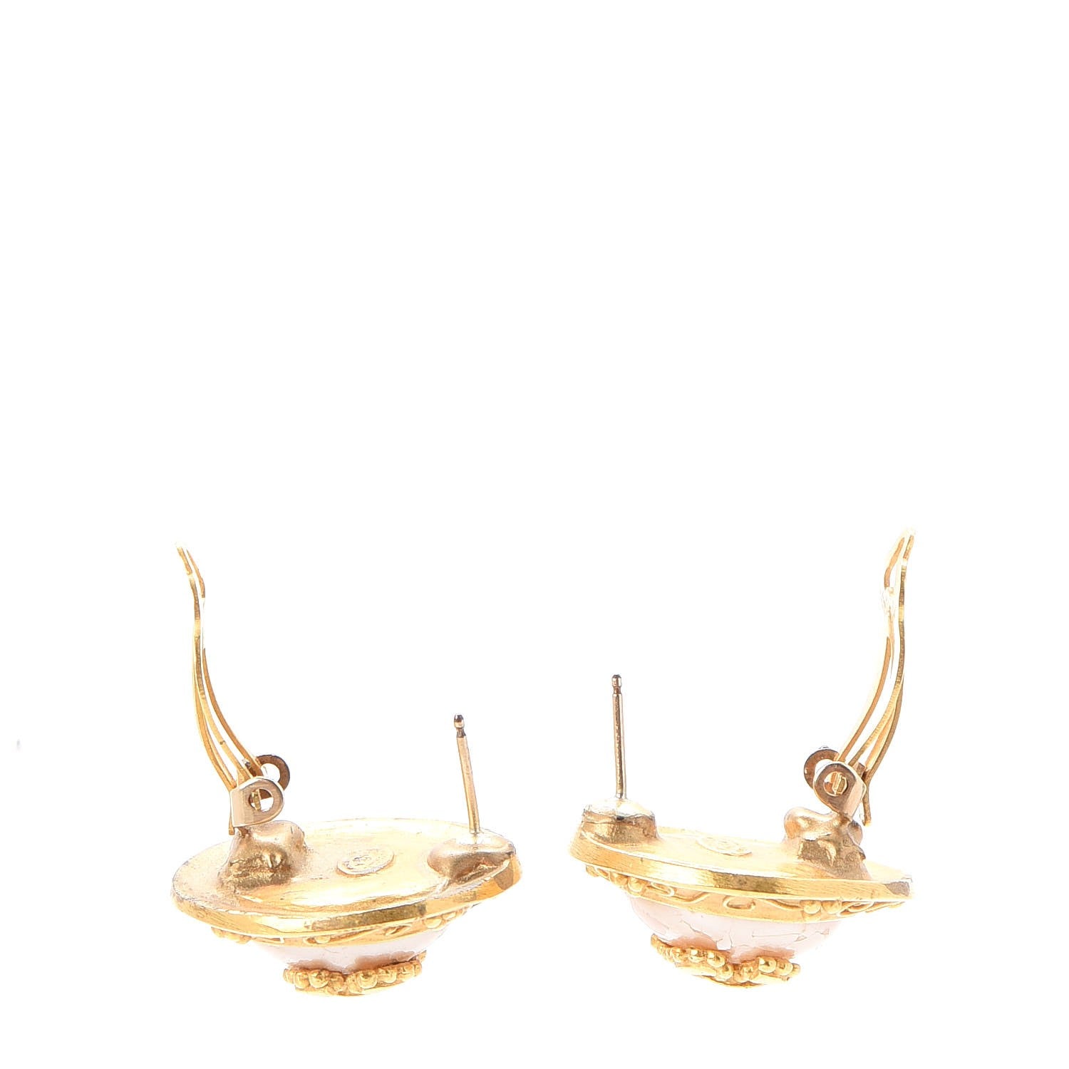 Chanel Pearl CC Round Earrings Gold 3 of 8