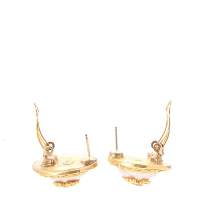 Chanel Pearl CC Round Earrings Gold 3 of 8