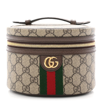 Gucci GG Supreme Monogram Textured Calfskin Web Ophidia Vanity Cosmetic Case Beige Ebony New Acero 1 of 7