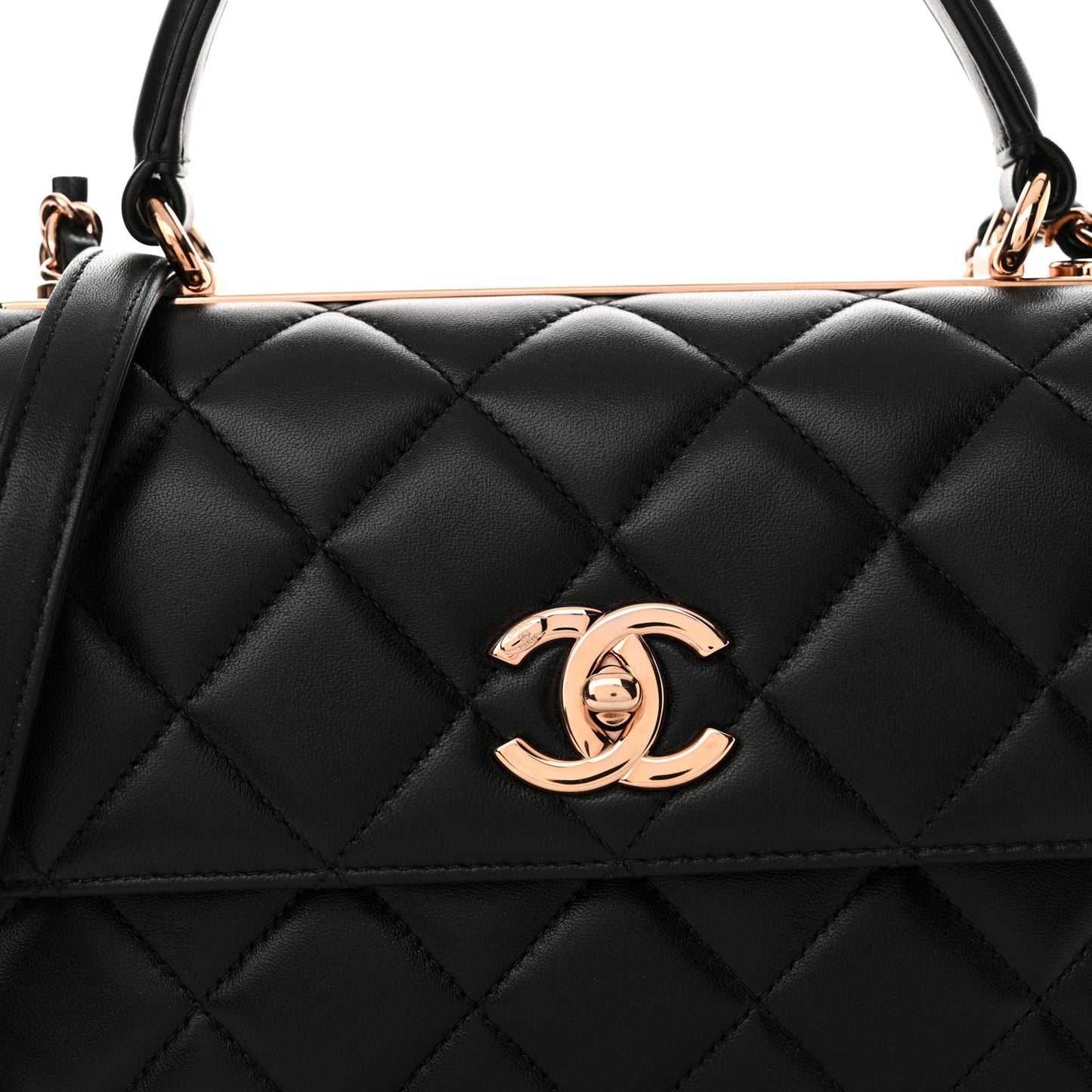 Lambskin Quilted Small Trendy CC Dual Handle Flap Bag Black