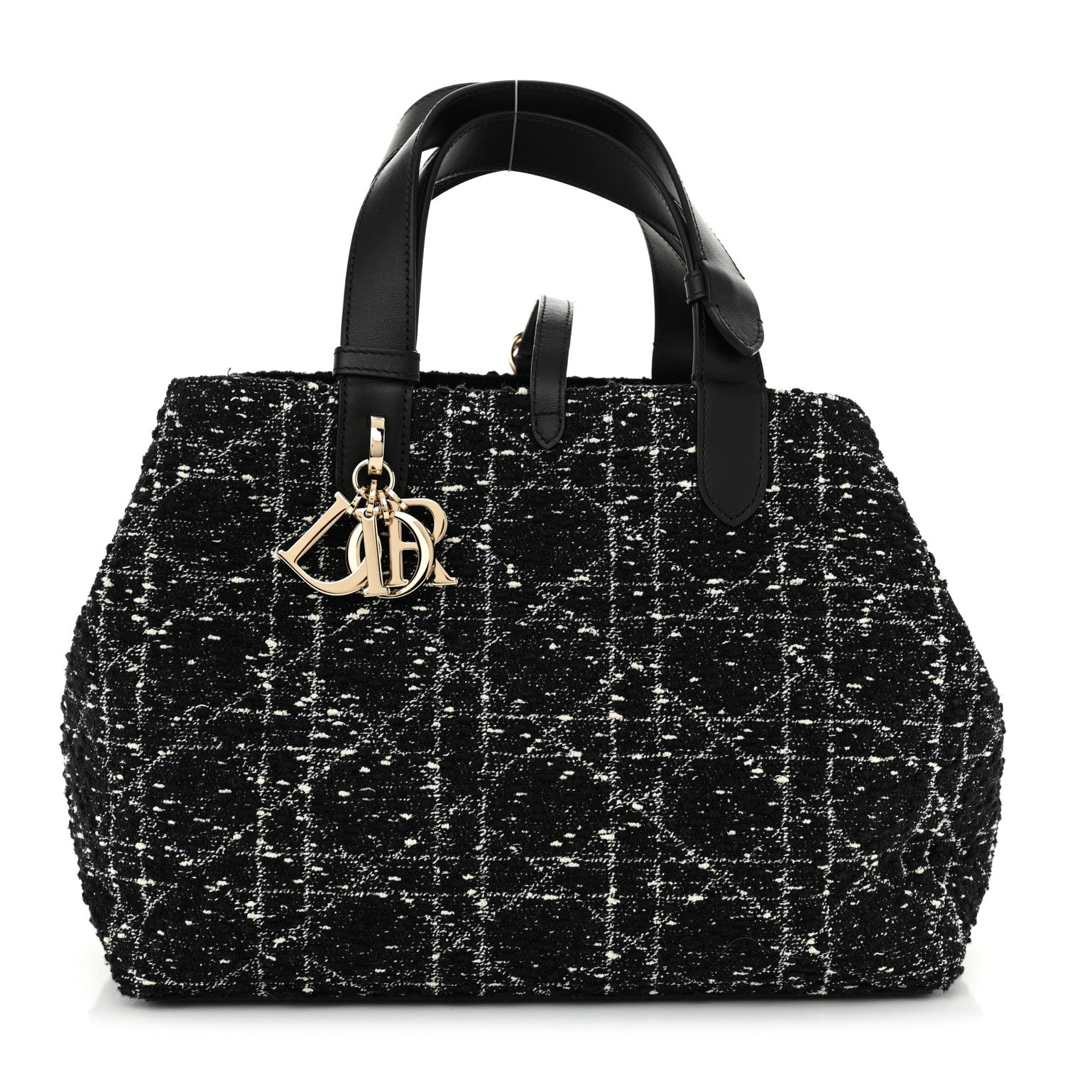 Christian Dior Calfskin Tweed Cannage Medium Toujours  Black White 1 of 11