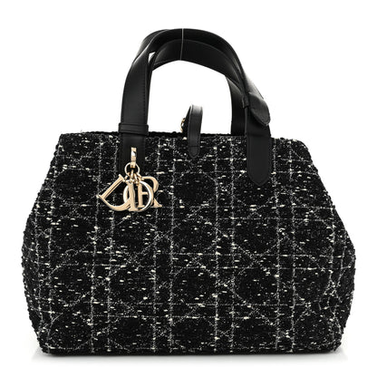 Christian Dior Calfskin Tweed Cannage Medium Toujours  Black White 1 of 11