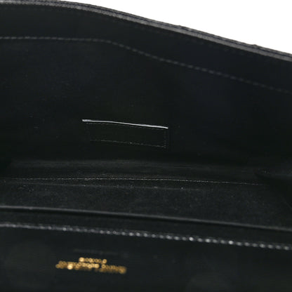 Saint Laurent Grain De Poudre Matelasse Chevron Monogram Envelope Clutch Black 4 of 10