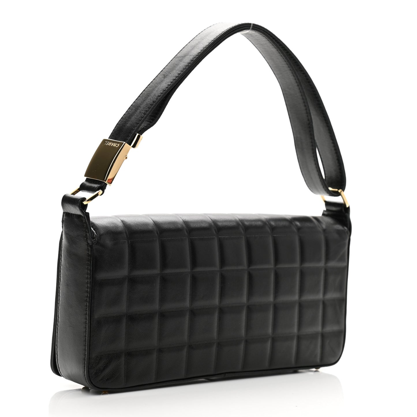 Lambskin Quilted CC Chocolate Bar Flap Black