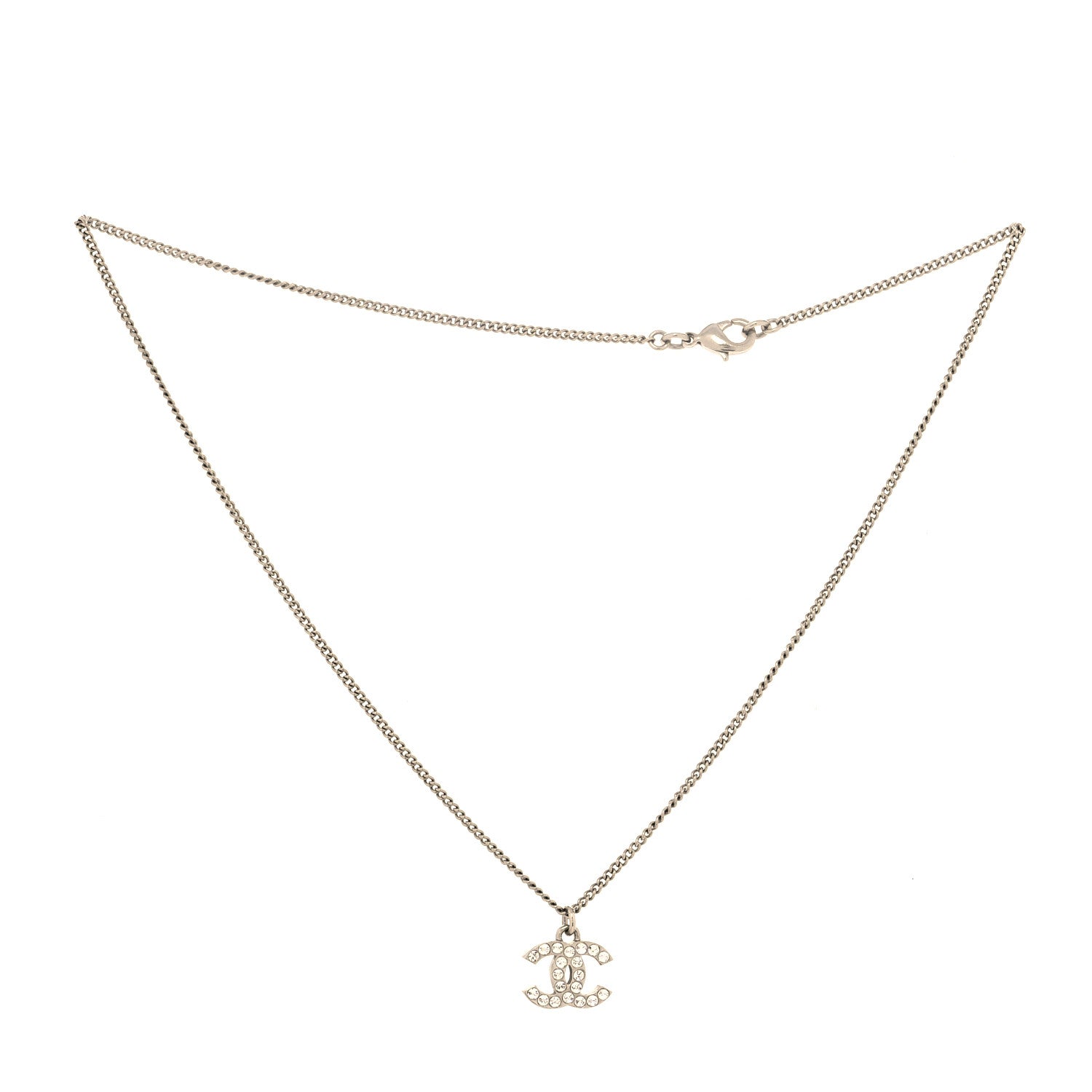 Chanel Crystal Timeless CC Necklace Silver 3 of 5