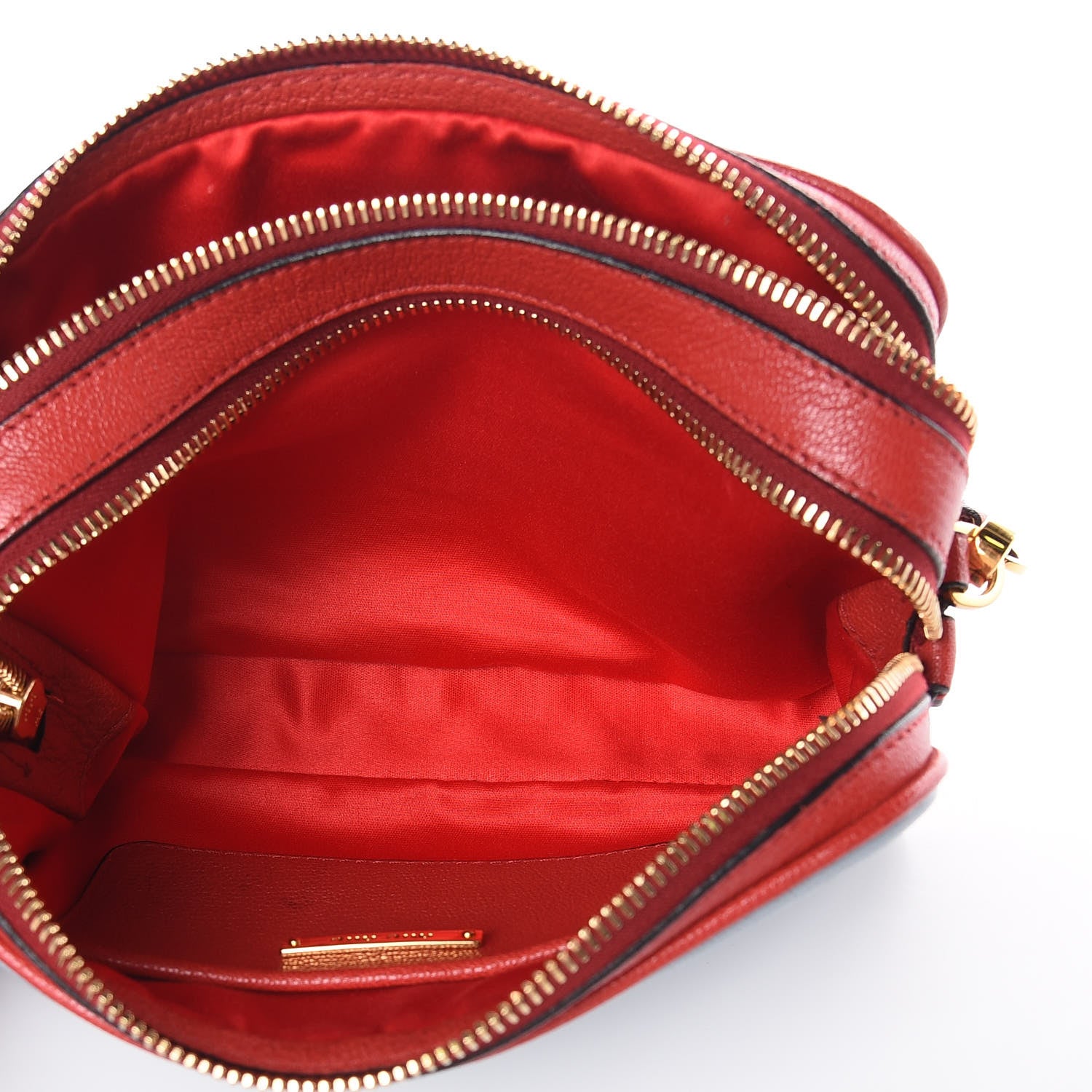 Miu Miu Goatskin Madras Double Zip Crossbody Bag Rosso Cielo 5 of 13