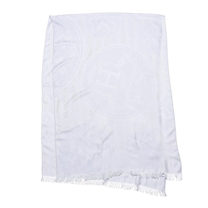 Hermes Cashmere Silk New Libris Stole Gris Nuage 3 of 6