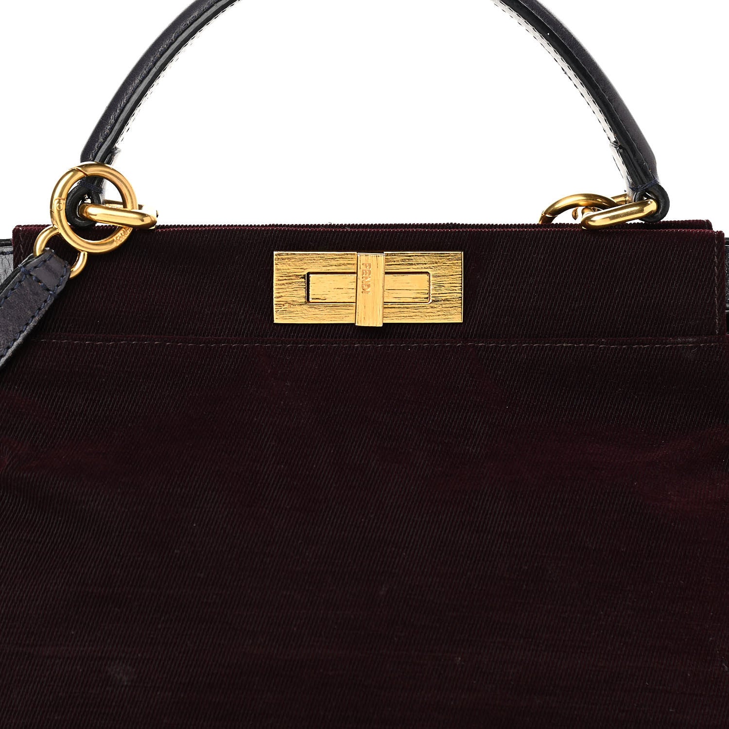 Fendi Denim Vitello Zucca Medium Peekaboo Iconic Satchel Vinaccia Blue Navy 9 of 12