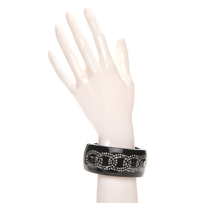 Chanel Resin Strass CC Crystal Cuff Black 2 of 6