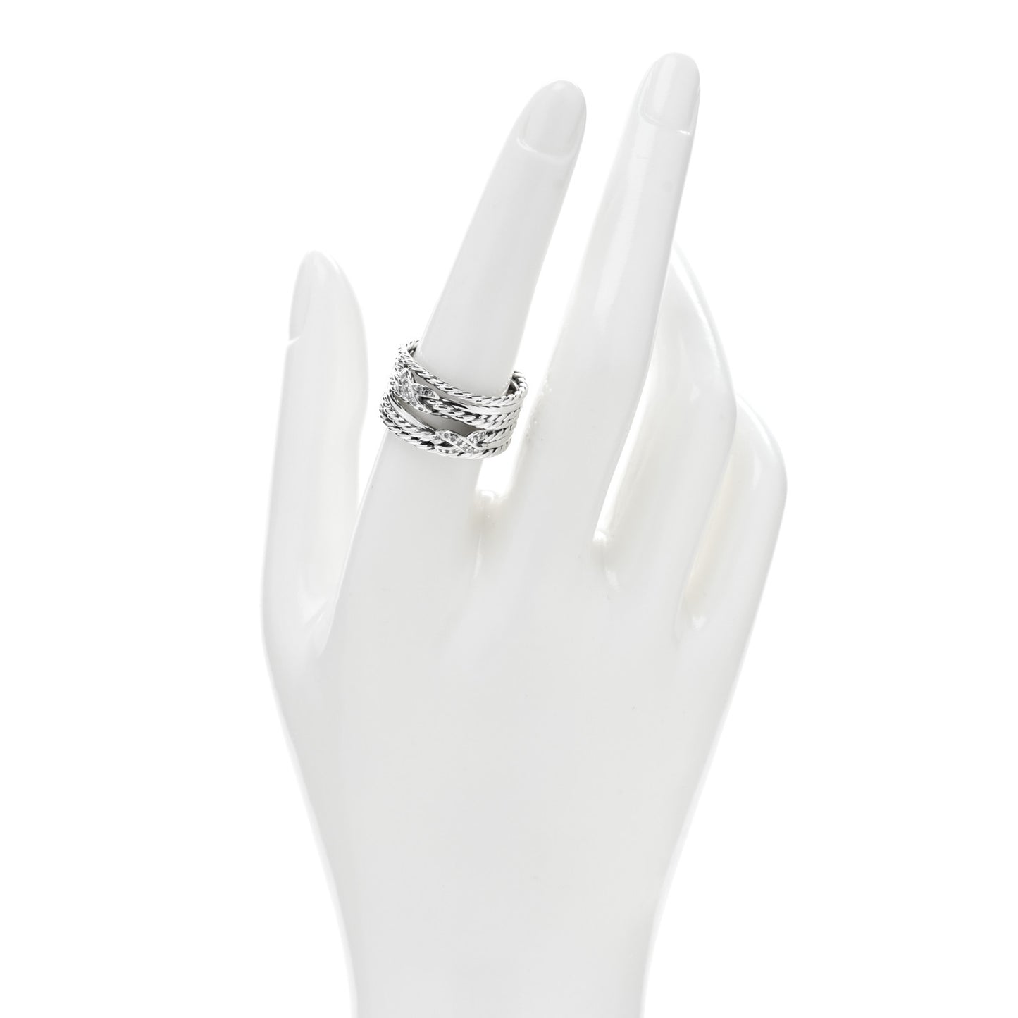 Sterling Silver Diamond Double X Crossover Ring 56 7.5