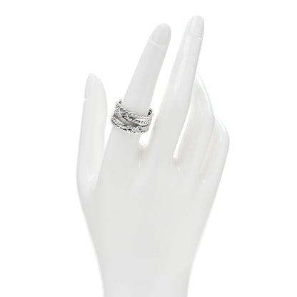 David Yurman Sterling Silver Diamond Double X Crossover Ring 56 7.5 2 of 4